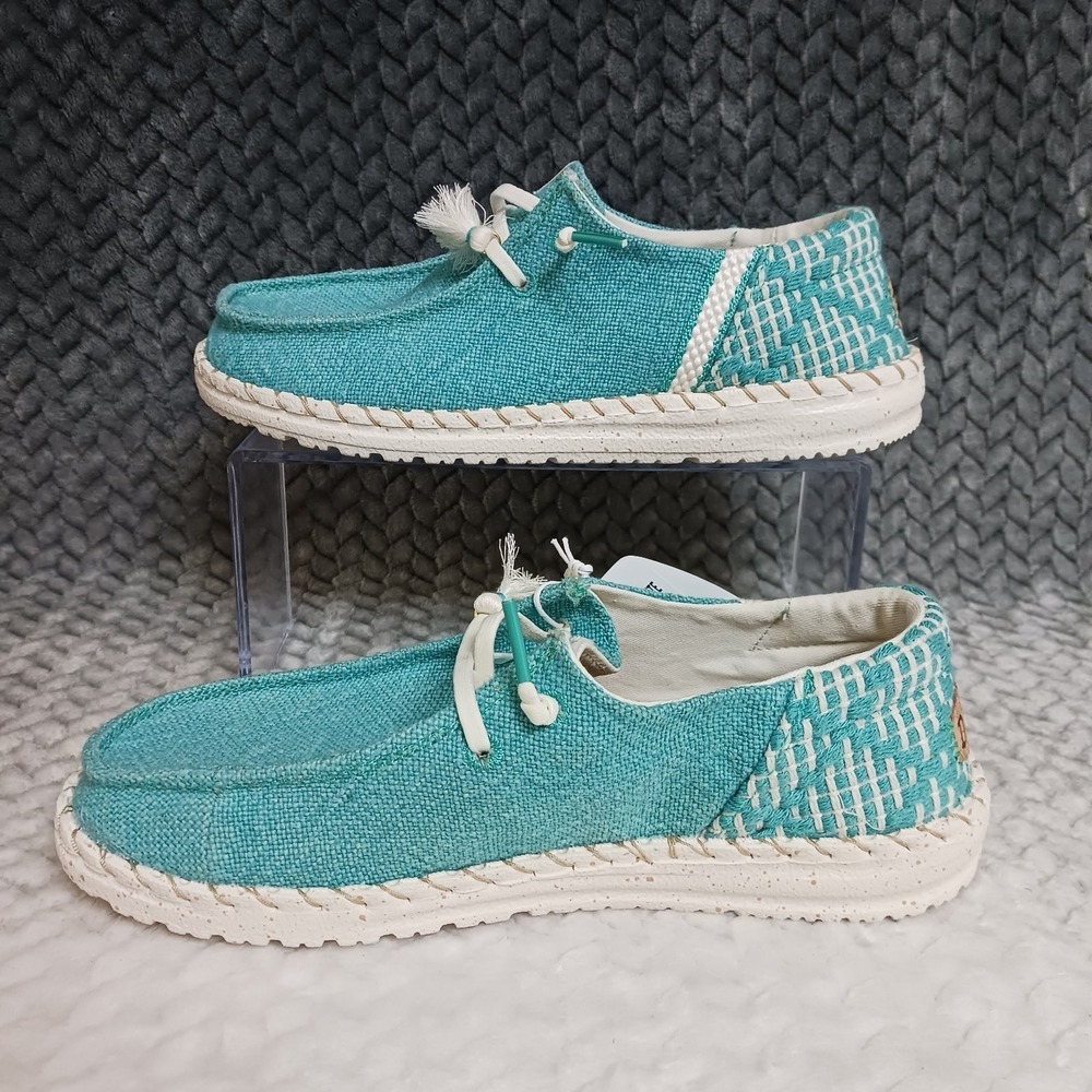 Hey Dude Wendy Funk Coastal Jute Women's Sneakers Shoes Ceramic Blue Size 6 - Picture 2 of 10